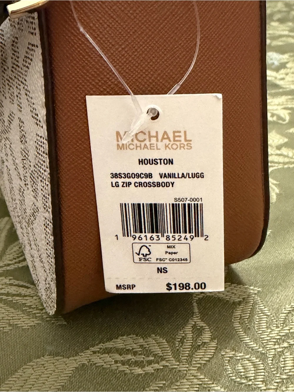 Michael Kors Cream and Brown Signature Dome Crossbody